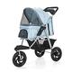 Dog Stroller for Medium Small Dogs with Large Wheels, Dog Stroller 3 Wheels Pet Stroller for Cats/Dogs Pushchair Carrier Foldable Dog Pram with Cup Holder, Loading 25 Kg (Color : Blue)