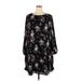 Ann Taylor LOFT Casual Dress - Mini Crew Neck 3/4 sleeves: Black Floral Dresses - New - Women's Size 20