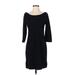 Banana Republic Casual Dress - Sheath Boatneck 3/4 sleeves: Black Print Dresses - Women's Size Small