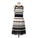 Ann Taylor Casual Dress - A-Line: Ivory Stripes Dresses - Women's Size 10