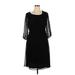 NY Collection Cocktail Dress - Sheath Scoop Neck 3/4 sleeves: Black Solid Dresses - New - Women's Size X-Large