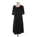 Ann Taylor LOFT Casual Dress - A-Line Scoop Neck Short sleeves: Black Print Dresses - Women's Size Small