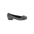 Life Stride Flats: Slip On Chunky Heel Casual Gray Solid Shoes - Women's Size 8 - Almond Toe