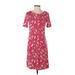 Lands' End Casual Dress - Shift Scoop Neck Short sleeves: Red Print Dresses - Women's Size 2