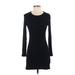 Reformation Jeans Casual Dress - Mini Crew Neck Long sleeves: Black Solid Dresses - Women's Size Small