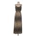 FELICITY & COCO Casual Dress Scoop Neck Sleeveless: Gold Stripes Dresses - Women's Size Medium