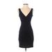 Express Casual Dress - Mini V-Neck Sleeveless: Blue Solid Dresses - Women's Size X-Small