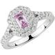SAKSHAM ART DESIGN 2.00Carat Emerald Shape Pink Sapphire & Diamond Women's Double Halo Engagement Ring 14k White Gold Plated (P)