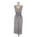 Long Tall Sally Casual Dress - Midi Plunge Sleeveless: Gray Dresses - Women's Size 6