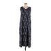 UT for Uniqlo Casual Dress - A-Line V-Neck Sleeveless: Blue Dresses - Women's Size Large