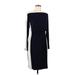 Lauren by Ralph Lauren Casual Dress - Sheath Off The Shoulder Long sleeves: Blue Solid Dresses - Women's Size 8