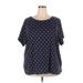 Croft & Barrow Short Sleeve T-Shirt: Blue Polka Dots Tops - Women's Size 3X