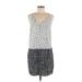 Ann Taylor LOFT Casual Dress - Mini Scoop Neck Sleeveless: Silver Print Dresses - Women's Size Medium