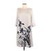 H&M Casual Dress - Shift: Ivory Floral Motif Dresses - Women's Size 8