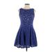 City Studio Cocktail Dress - Fit & Flare: Blue Dresses - Women's Size 13