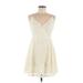 Mossimo Supply Co. Casual Dress - Mini V Neck Sleeveless: Ivory Print Dresses - Women's Size Medium