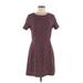 French Connection Casual Dress - Shift: Burgundy Houndstooth Dresses - Women's Size 8