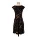 Lauren by Ralph Lauren Cocktail Dress - A-Line High Neck Short sleeves: Black Dresses - Women's Size Small