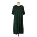 Casual Dress - Midi: Green Solid Dresses - Women's Size Large