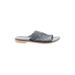 Kelsi Dagger Brooklyn Sandals: Slip On Stacked Heel Casual Gray Print Shoes - Women's Size 8 1/2 - Open Toe