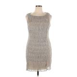 Connected Apparel Casual Dress - Sheath Crew Neck Sleeveless: Gray Tweed Dresses - Women's Size 14 Petite