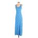 Threads 4 Thought Casual Dress - Maxi Scoop Neck Sleeveless: Blue Print Dresses - Women's Size Small