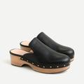 J. Crew Shoes | J. Crew Leather Clogs Studded Slip On Platform Wedge Mules In Black 6 | Color: Black | Size: 6