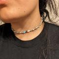 Free People Jewelry | Free People Heart Shape Turquoise Pearl Choker Boho Necklace | Color: Blue/Silver | Size: Os