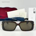 Gucci Accessories | Brand New Gucci Gg1403s 002 Dark Havana Brown Unisex Rectangle Sunglasses | Color: Brown | Size: 54x16x130