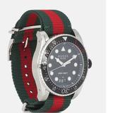 Gucci Accessories | Gucci Dive Men’s Swiss Made Quartz Nylon Strap Black Dial Watch Ya136209a | Color: Green/Red | Size: Os