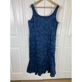 Ralph Lauren Dresses | Lauren Ralph Lauren 14 100% Linen Midi Floral Sleeveless Sheath Ruffle Shift Blu | Color: Blue | Size: 14