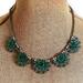 J. Crew Jewelry | J Crew Emerald Green Rhinestone Collar Necklace Antique Chain Deco Style Crystal | Color: Gold/Green | Size: Os