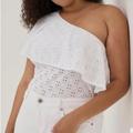 Torrid Tops | *New* Torrid One Shoulder Ruffle Top Eyelet Jersey White 1x Nwt | Color: White | Size: 1x