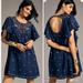 Anthropologie Dresses | By Anthroologie Crewneck Embroidered Tunic Dress Beaded Embelished Back Cutout | Color: Blue/White | Size: Xl