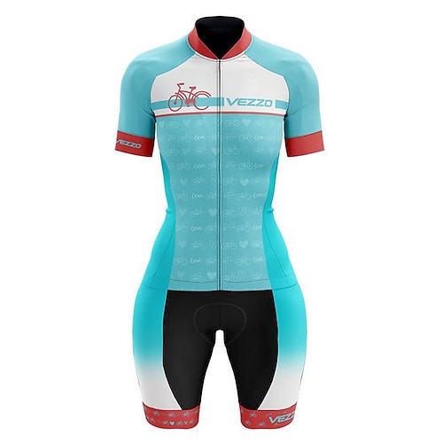 Damen Triathlonanzug Kurzarm Triathlon Sommer Frühling Herbst RosaWeiß Blau Rot Schwarz Schwarz Grafik Fahhrad Radfahren Fitness, Laufen Yoga Elastisch Ganzkörper Lycra Sport Bekleidung Image