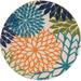 Blue/Green 63 x 63 x 0.25 in Area Rug - Nourison Round Aloha Floral Machine Made 5'3" x 5'3" Indoor/Outdoor Area Rug in | Wayfair 099446066879