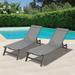 Toeasliving Outdoor 2-Pcs Set Chaise Lounge Chairs Grey Frame/Black fabric | Wayfair wayus-GG-W41934990-US-ZT