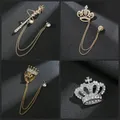 Crown Chain Brooch Vintage Tassel Crystal Brooch Temperament Rhinestone Lapel For Women Dress Mens