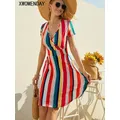 robe femme chic et élégante robe rayé midi ete femmes robe plage bohème vêtements femmes tendances