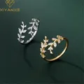 XIYANIKE – bague minimaliste en diamant brillant pour femme couleur argent feuille de diamant