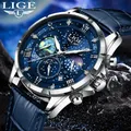 LIGE-Montre de sport étanche pour homme montre-bracelet chronographe Shoous montres à quartz pour