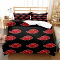 Red Cloud Anime 3D Cartoon Duvet Cover Sets Comforter Bed LinenKids Bedding Set Akatsuki Japan Twin