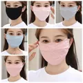 Solid Color Sunscreen Lace Mask Hanging Ear Sunshade Sunscreen Face Cover Adjustable Strap Flower UV