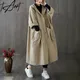 Tannt Women Trench Coat Hooded Casual Long Oversize Trench Coats Khaki Black Fashion Solid Color