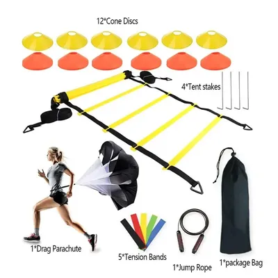 Footwork Soccer Fitness Speed Rungs Football Agility Ladder Training Equipment Kit With Resistance