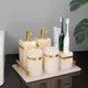 White Onyx Natural Marble Bathroom Accessories Gold Luxury Soap Dispenser Cotton Swab Holder