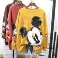 Disney Sweater Women's Cartoon Mickey Minnie Plush Thickened Sweater Spring Autumn Loose Korean