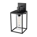 17 Stories Decollete 1 Light Outdoor Wall Sconce Glass/Metal/Steel in Black/Gray | 16 H x 7.5 W x 8.5 D in | Wayfair