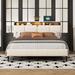 Wrought Studio™ Size Upholstered Platform Bed w/ Storage Headboard, Sensor Light & A Set Of Sockets & USB Ports, Linen Fabric | Queen | Wayfair