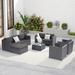 Latitude Run® Exavion 8 - Person Outdoor Seating Group w/ Cushions in Gray/Black | 25.1 H x 75.2 W x 26.1 D in | Wayfair